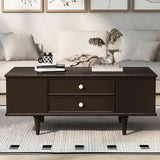 U-Can Modern Rectangle Coffee Table with Four Drawers, Two Side Hidden Storage Compartments, 47.2" N724P286418D