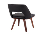 Mid-Century Modern Upholstered Chair in Walnut Bamboo and Black Faux Leather - Set of 2 B202P223663