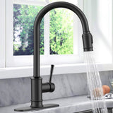 Kitchen Faucet- 3 Modes Pull Down Sprayer Kitchen Tap Faucet Head, Single Handle&Deck Plate for 1or3 T3177P277524