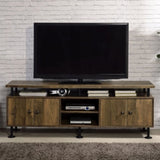 ZUN Rustic Oak and Black 2-Shelf TV Stand B062P209172