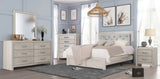 1pc Modern King Panel Bed with Headboard Lighting Beige Finish Faux Leather Upholstery Button Tufted B011P244366