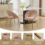 061-Set of 1 Velvet Fabric Chairs With Curved Backrest and Golden Metal Legs for Kitchen or W527P255478