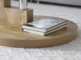 Modern and practical double-layer round table. Glass table top, wood MDF table legs. Suitable for W1117P272166