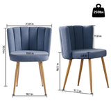 Modern haze blue dining chair with iron tube wood color legs, shorthair cushions and W234P181853