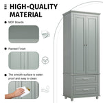 ZUN Tall Storage Cabinet with Two Drawers for Bathroom/Office, Grey WF299284AAE