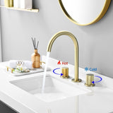 Two Handles Widespread 8 Inch Bathroom Faucet, Brushed Golden W122458163