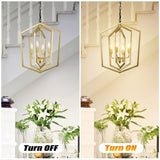 4-Light Farmhouse Kitchen Chandeliers, Vintage Cage Light Fixture Adjustable Height Chandeliers for W1592P230613
