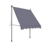Manual Retractable Awning-118'' Non-Screw Outdoor Sun Shade Cover with UV Protection 100% 71693692