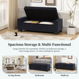 50" Ottoman Bench in Textured Fabric, Rectangular Design with Hinged Lid for Seating, Footrest, and 74862.00DBLUTEX