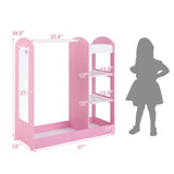 Pink Kids Wardrobe - 37"x15"x39.5" Size, 1 Solid Wood Hanger 1 Upper Shelf 2 Bottom 63793997