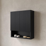 TOBI 26" Wall-Mounted Striped Bathroom Cabinet, with Doors, Shelf and Open Storage Compartment Over W2615P279441