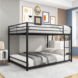 Metal Bunk Bed Full Over Full, Bunk Bed Frame with Safety Guard Rails, Heavy Duty Space-Saving W84063611