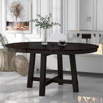 ZUN TREXM Farmhouse Round Extendable Dining Table with 16" Leaf Wood Kitchen Table WF291263AAP