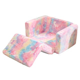 Glow-in-the-Dark Kids Foldable Sofa Bed All-Sponge Single Chaise Lounge Pink Unicorn Flannel 83281048