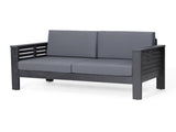Acacia Wood Outdoor Loveseat and Coffee Table Set with Cushions, Dark Gray 70844.00DGRY