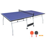 ZUN 8ft Mid-Size Table Tennis Table Foldable & Portable Ping Pong Table Set for Indoor & Outdoor Games 37877415