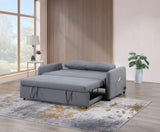 Radella 69"W Gray Linen Convertible Sleeper Sofa with USB Ports, Power Sockets, Pockets, Pillows, B061P296420