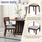 ZUN 5-Piece Retro Dining Set with 1 Round Dining Table and 4 Upholstered Chairs with Rattan Backrests 07741581