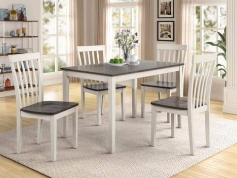 ZUN Beautiful 5-Pc Dinette Chalk White Gray Finish Rectangular Table Upholstered Chair Dining Room B011P184951