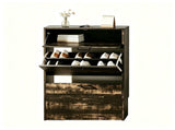 2-Door 1-Drawer MDF Shoe Cabinet 25*9.45*37in Black Oak 44556483