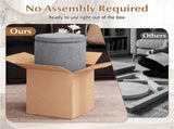 7.7 Gallon Round Storage Ottoman Foot Rest with Acacia Wood Frame, 400LBS Load Capacity Footstool 46931737