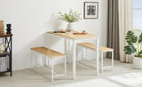 ZUN Dining Table Set, Bar Table with 2 Dining Benches, Table Counter with Chairs, Industrial for W1668P186640