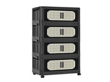 Retro Black, 20" Side Wide Folding Storage Cabinet ,4 Tiers,19.69"11.81"40.55",Collapsible Storage 03795958