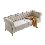Modern Tufted Velvet Sofa 87.4 inch for Living Room Beige Color W579107798