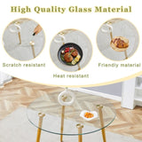 Round dining table with glass top, gilded metal legs, exquisite living, starting from details, W1151P205872