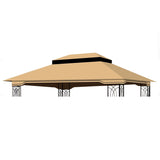 13x10 Ft Patio Double Roof Gazebo Replacement Canopy Top Fabric,Khaki W419P312598