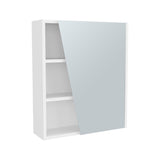 White Medicine Cabinet with Mirrored Door and Open Storage B062P323179