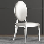 ZUN Leatherette Dining Chair Set of 2, Oval Backrest Design and Stainless Steel Legs 14121996