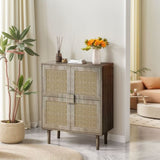 4-Doors Rattan Mesh Storage Cabinet, Sideboard with Eight Storage Spaces, for Entryway, Living Room, W757P198557