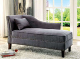 Modern Contemporary 1pc Chaise Gray Linen Like Fabric Nailhead Trim Living Room Bench Pillow B2741P305690