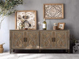 4 Door Wooden Twill Sideboard American Country Vintage Old Living Room Dining Room Hallway Entryway 34797895