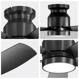 42 Inch Flush Mount Ceiling Fans with LED Light 22W and Remote Control 5 ABS Fan Blades for Bedroom W882P293991