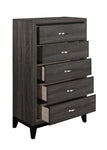 ZUN Contemporary Design Gray Finish 1pc Chest of Dovetail Drawers Polished Chrome Bar Pulls Bedroom B01146482