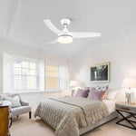 ZUN 42 inch indoor white ceiling fan with LED light W1367P146456