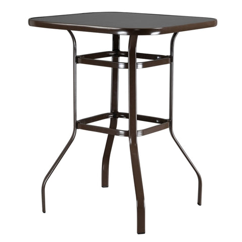 ZUN Wrought Iron Glass High Bar Table Patio Bar Table Brown 75817084