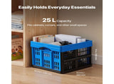 Plastic Collapsible Storage Bins, 25L Set of 3, Stackable Folding Crates with Handles, Supports 22 77408521