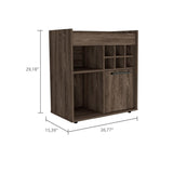 ZUN Bar- coffee cart 29" H, cabinet storage, with 6 bottle racks, a central shelf covered by 1 wood B097133131