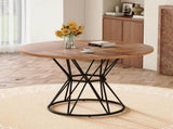 A circular dining table with a diameter of 47.3 inches, featuring 4 walnut wood grain MDF tabletops, W1151P434789