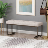 Upholstered Button Tufted Bench,Beige and Bronze N757P256383A