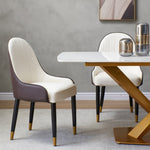 ZUN Dining Chair with PU Leather White solid wood metal legs 87768571