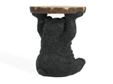Black Bear Side Table Pedestal End Table Stool, MGO Bear Statue Hand Painted Sculpture for Home, 60767327