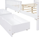 Full Size Wood Platform Bed with Guardrails on Both Sides and Two Storage Drawers ,White N733P172700K
