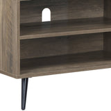 ZUN Rustic Oak and Black TV Stand with Open Shelving B062P185676