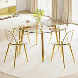 ZUN Modern minimalist style circular transparent tempered glass table, tempered glass tabletop, golden W1151138118