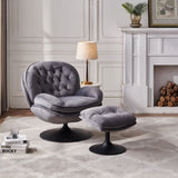 Swivel Leisure chair lounge chair velvet GREY color with ottoman W1805103943