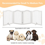 27.6" Height Tall Freestanding Pet Gate, 4 Panels Foldable Dog Gate, Solid Wood Folding Safety Fence 04478845